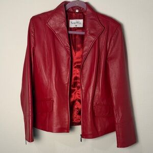 Pamela McCoy Vintage Vibrant Red Leather Jacket
